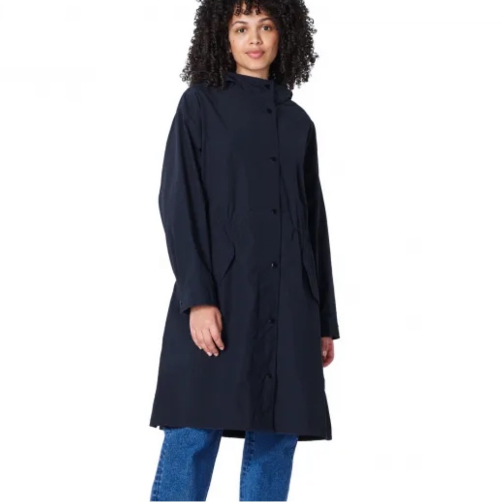 APC Trench Coat Hooded Lightweight Navy Blue 40 Women’s Medium M Oversized